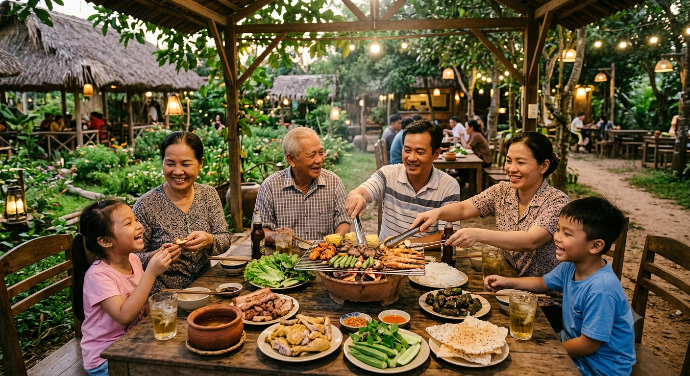 Làng Nướng Nông Trường – Gợi ý lý tưởng cho buổi gặp mặt gia đình tại Minh Hưng